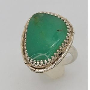 Early Jerry Roan researched Sterling Silver Green Turquoise Mens Ring sz 11.75